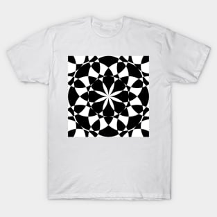 Black and white flower mandala mosaic T-Shirt